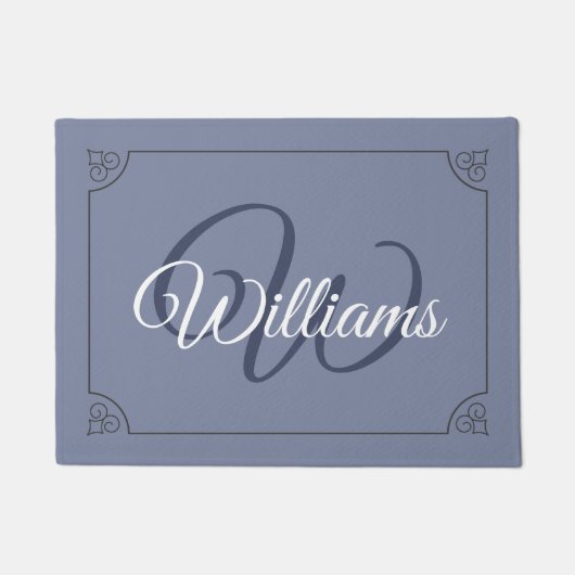 white script monogram blue home doormat deurmat (Voorkant)