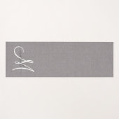 White Script Monogram Grey Linen Yogamat (Voorkant (horizontaal))