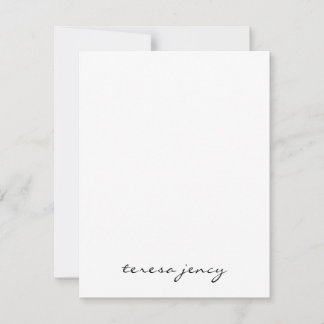 White Script Monogram | Minimalist Modern Design Notitiekaartje