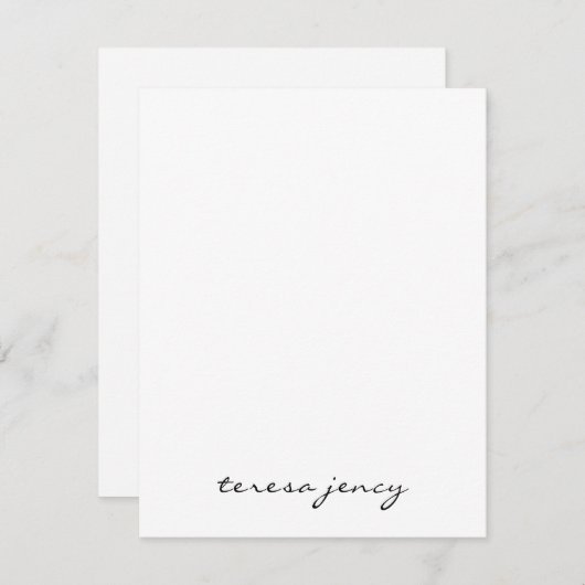 White Script Monogram | Minimalist Modern Design Notitiekaartje (Voorkant / Achterkant)