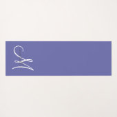 White Script Monogram Periwinkle Yoga Mat (Achterkant (horizontaal))