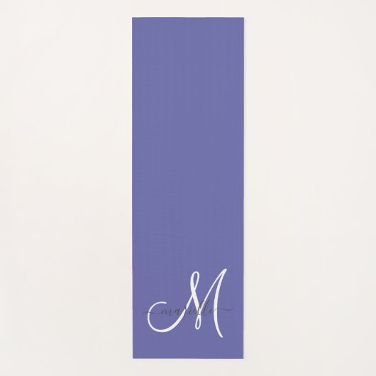 White Script Monogram Periwinkle Yoga Mat (Voorkant)