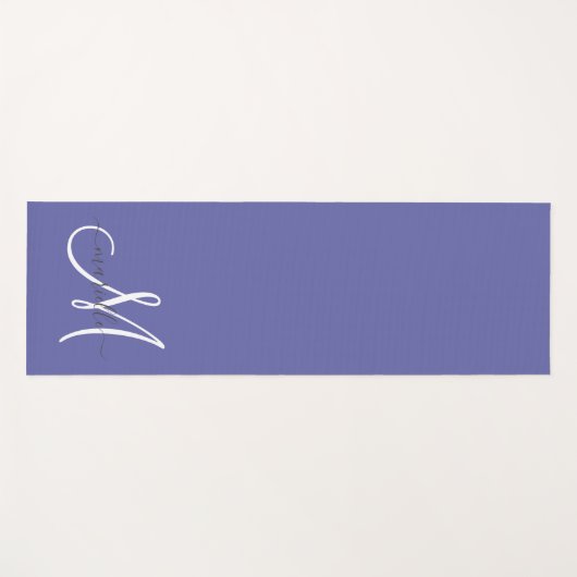 White Script Monogram Periwinkle Yoga Mat (Voorkant (horizontaal))