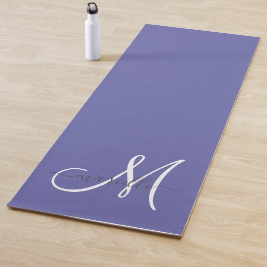 White Script Monogram Periwinkle Yoga Mat (In situ)