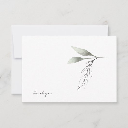 White Script naam botanisch dank u Bedankkaart (Voorkant)