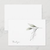 White Script naam botanisch dank u Bedankkaart (Voorkant / Achterkant)