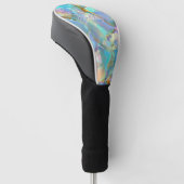 White Script Naam op Opal achtergrond Golfheadcover (Schuin)