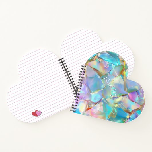 White Script Naam op Opal achtergrond Notitieboek (Binnen)