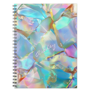 White Script Naam op Opal achtergrond Notitieboek