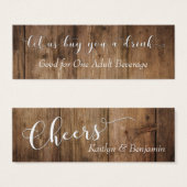 White Script on Brown Rustic Wood Drink Tickets Mini Visitekaartjes (Voorkant /achterkant)