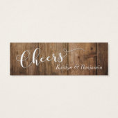 White Script on Brown Rustic Wood Drink Tickets Mini Visitekaartjes (Achterkant)