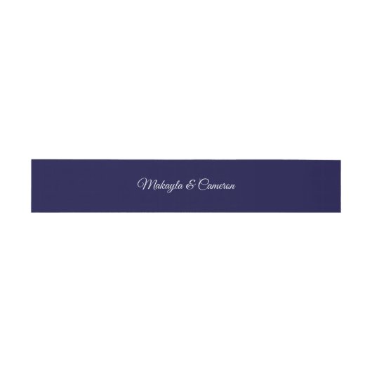 White Script on Navy Blue Elegant Simple Wedding Uitnodigingen Wikkel (Vlak)