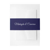 White Script on Navy Blue Elegant Simple Wedding Uitnodigingen Wikkel (Voorkant Voorbeeld)