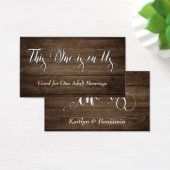 White Script on Rustic Brown Wood, Drink Tickets Visitekaartje (Bureau)