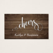 White Script on Rustic Brown Wood, Drink Tickets Visitekaartje (Achterkant)