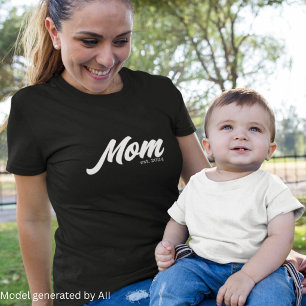 White Script Opgerichte Moeder T-shirt