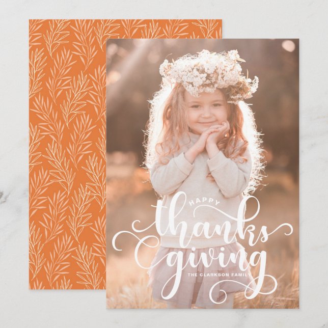 White Script Overlay Foto Happy Thanksgiving (Voorkant / Achterkant)