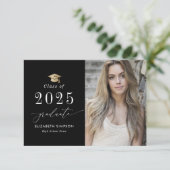 white script photo afstuderen aankondiging (Staand voorkant)