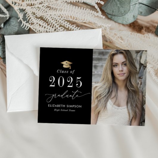 white script photo afstuderen aankondiging