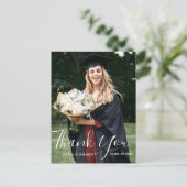 White Script Photo Afstuderen Hartelijk dank Brief Aankondigingskaart (Staand voorkant)