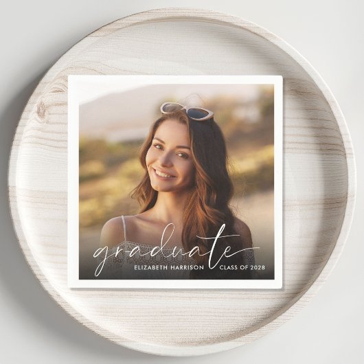 White Script Photo Overlay Graduparty Servet