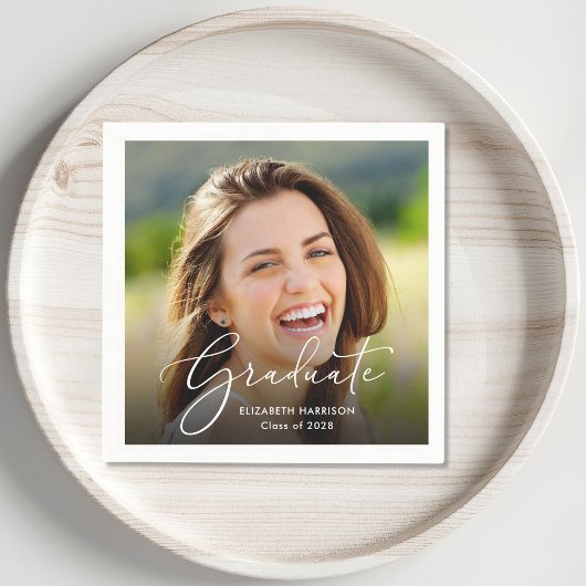 White Script Photo Overlay Graduparty Servet