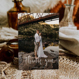 White Script Photo Wedding Hartelijk dank Briefkaa Briefkaart
