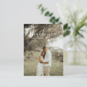 White Script Photo Wedding Hartelijk dank Briefkaa Briefkaart (Staand voorkant)
