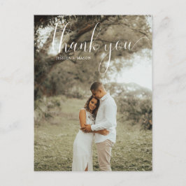 White Script Photo Wedding Hartelijk dank Briefkaa Briefkaart