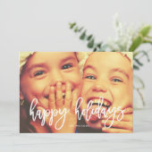 White Script Prettige feestdagen kerstfotokaart Feestdagenkaart (Staand voorkant)