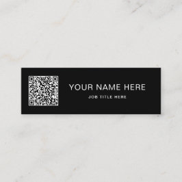 White Script QR op zwart Mini-oproepkaart ontwerp Contactkaartje