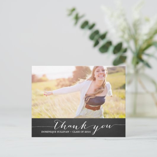 White Script Rustic Afstuderen Hartelijk dank Brie Briefkaart (Staand voorkant)