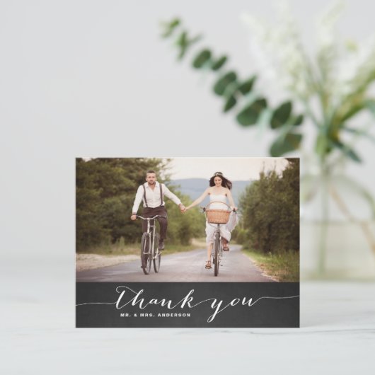 White Script Rustic Wedding Hartelijk dank Briefka Briefkaart (Staand voorkant)