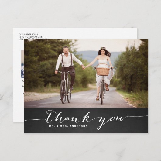 White Script Rustic Wedding Hartelijk dank Briefka Briefkaart (Voorkant / Achterkant)