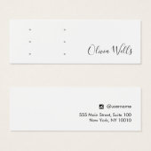 White Script Three Pair Stud Earring Holes Mini Visitekaartjes (Voorkant /achterkant)