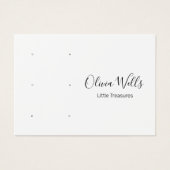 White Script Three Pair Stud Earring Holes Visitekaartje (Voorkant)