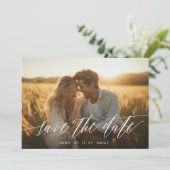 White Script Two Photo Sla de datum op Aankondiging (Staand voorkant)