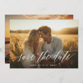 White Script Two Photo Sla de datum op Aankondiging (Voorkant / Achterkant)