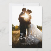 White Script Wedding Dank je wel kaart (Voorkant)