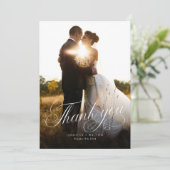 White Script Wedding Dank je wel kaart (Staand voorkant)