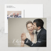 White Script Wedding Foto Hartelijk dank Briefkaar Briefkaart (Voorkant / Achterkant)