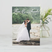 White  Script Wedding Hartelijk dank voor platte K Bedankkaart (Staand voorkant)