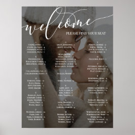 White Script Welcome Photo Wedding Seining Chart Poster