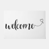 White Script Welkom bij Heart Accent Deurmat (Voorkant)