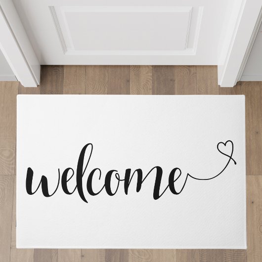 White Script Welkom bij Heart Accent Deurmat