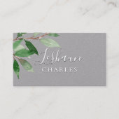 White Script Writing Light Greenery Grey Grey Visitekaartje (Voorkant)