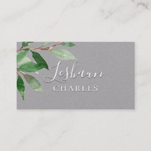 White Script Writing Light Greenery Grey Grey Visitekaartje