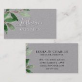 White Script Writing Light Greenery Grey Grey Visitekaartje (Voorkant / Achterkant)