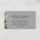 White Script Writing Light Greenery Grey Grey Visitekaartje (Achterkant)