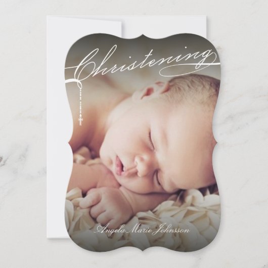 White Scripting Cross Foto Religious Kaart (Voorkant)